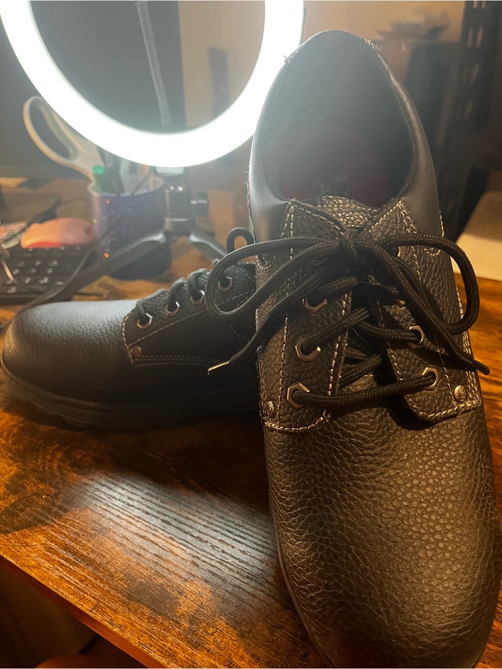 Skechers Men's Black Lace-Up Work Derby Shoes